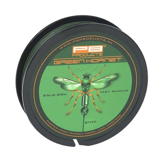 PB PRODUCTS Green Hornet 25lb Weed 20m plecionka przyponowa w sztywnej matowej otulinie.